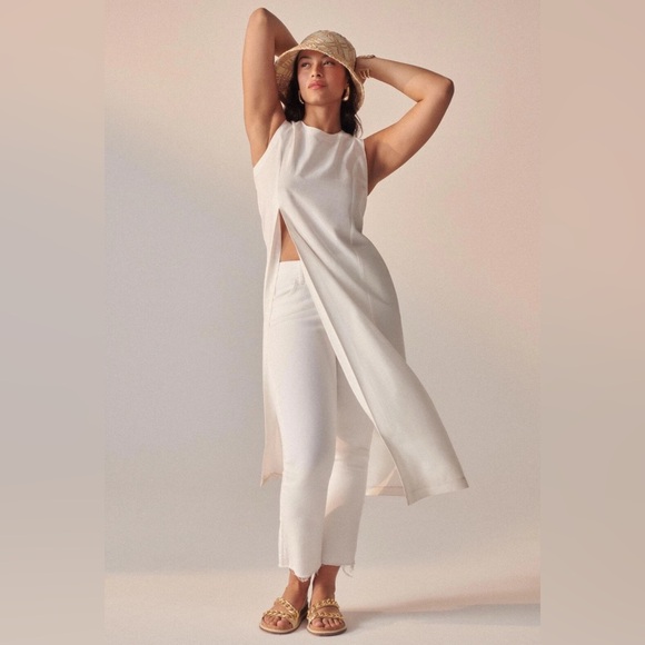 Anthropologie Women’s Sunday in Brooklyn White Sleeveless Tunic Blouse Size M - Picture 3 of 12